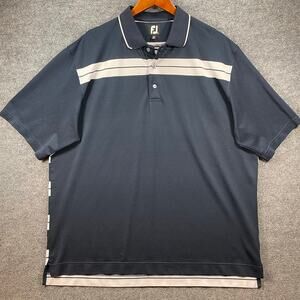 FootJoy Golf Polo Shirt Men's XXL Black/White Striped Casual Outdoors